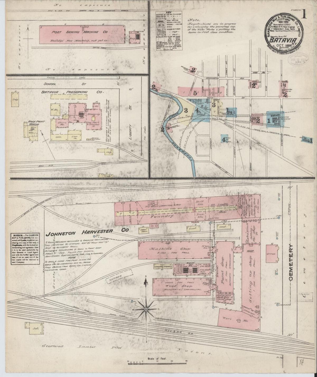 Sanborn Fire Insurance Map from Batavia, Genesee County, New York (1884), Sheet #0001 - Complete Map Set gallery image, historic Sanborn map, vintage wall art, New York New York