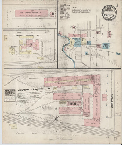 Sanborn Fire Insurance Map from Batavia, Genesee County, New York (1884), Sheet #0001 - Complete Map Set gallery image, historic Sanborn map, vintage wall art, New York New York