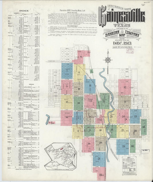 Sanborn Fire Insurance Map from Gainesville, Cooke County, Texas. (1913) – Historic Sanborn Fire Insurance Map Print