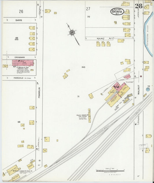 Sanborn Fire Insurance Map from Batavia, Genesee County, New York (1919), Sheet #0028 - Historic Sanborn Fire Insurance Map Print, vintage old map wall art, antique decor, genealogy gift, New York New York map