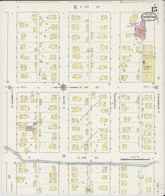 Sanborn Fire Insurance Map from Champaign, Champaign County, Illinois (1915), Sheet #0015 - Historic Sanborn Fire Insurance Map Print, vintage old map wall art, antique decor, genealogy gift, Illinois Illinois map