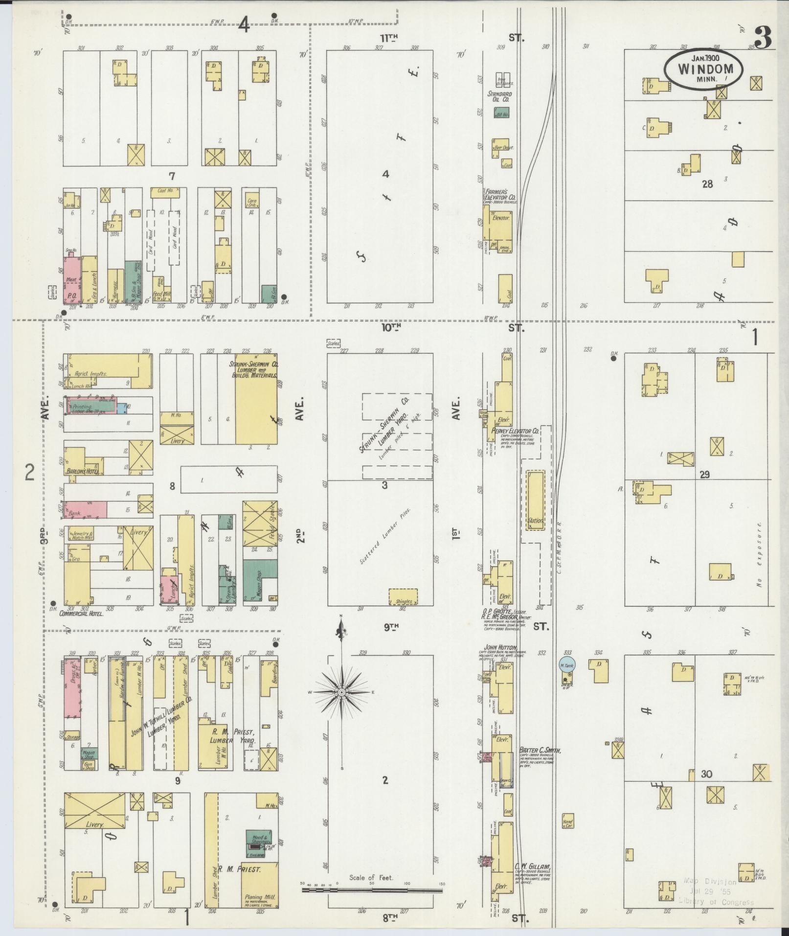 Sanborn Fire Insurance Map from Windom, Cottonwood County, Minnesota (1900), Sheet #0003 - Complete Map Set gallery image, historic Sanborn map, vintage wall art, Minnesota Minnesota