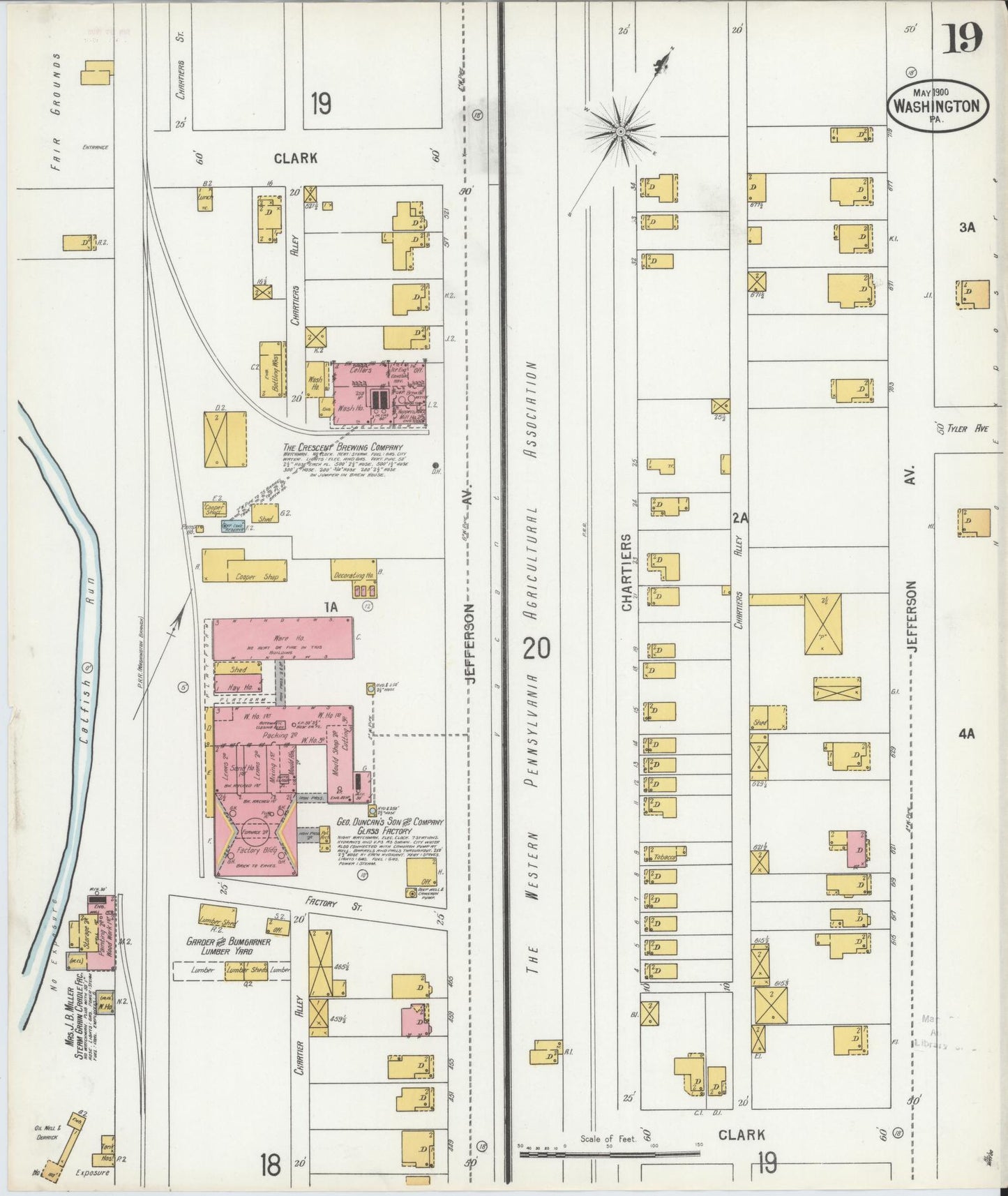 Sanborn Fire Insurance Map from Washington, Washington County, Pennsylvania (1900), Sheet #0019 - Historic Sanborn Fire Insurance Map Print, vintage old map wall art, antique decor, genealogy gift, Sanborn Fire Insurance Map from Washington Washington map