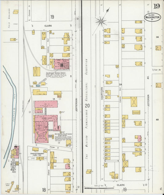 Sanborn Fire Insurance Map from Washington, Washington County, Pennsylvania (1900), Sheet #0019 - Historic Sanborn Fire Insurance Map Print, vintage old map wall art, antique decor, genealogy gift, Sanborn Fire Insurance Map from Washington Washington map