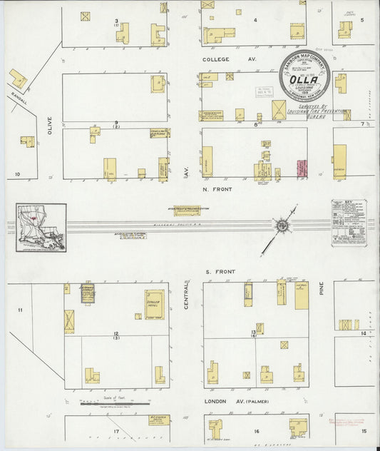 Sanborn Fire Insurance Map from Olla, La Salle Parish, Louisiana. (1919) – Historic Sanborn Fire Insurance Map Print