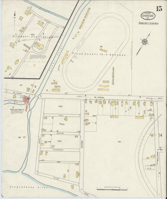 Sanborn Fire Insurance Map from Owego, Tioga County, New York (1915), Sheet #0015 - Historic Sanborn Fire Insurance Map Print, vintage old map wall art, antique decor, genealogy gift, New York New York map