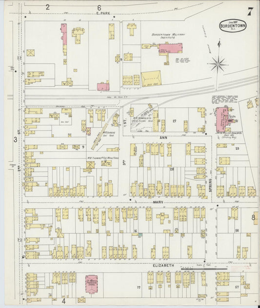 Sanborn Fire Insurance Map from Bordentown, Burlington County, New Jersey (1897), Sheet #0007 - Historic Sanborn Fire Insurance Map Print, vintage old map wall art, antique decor, genealogy gift, New Jersey New Jersey map