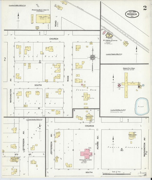 Sanborn Fire Insurance Map from Hebron, Porter County, Indiana (1909), Sheet #0002 - Historic Sanborn Fire Insurance Map Print, vintage old map wall art, antique decor, genealogy gift, Indiana Indiana map
