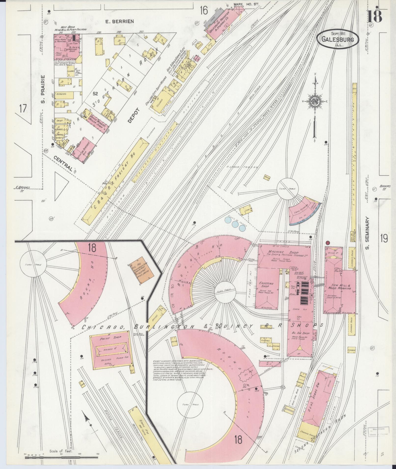 Sanborn Fire Insurance Map from Galesburg, Knox County, Illinois (1911), Sheet #0018 - Complete Map Set gallery image, historic Sanborn map, vintage wall art, Illinois Illinois
