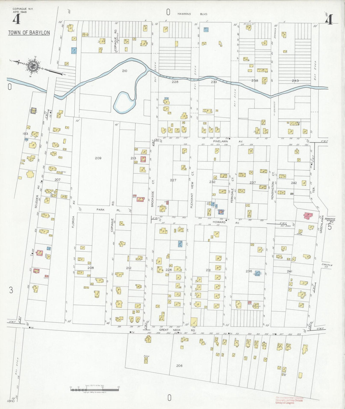 Sanborn Fire Insurance Map from Copiague, Suffolk County, New York (1948), Sheet #0004 - Complete Map Set gallery image, historic Sanborn map, vintage wall art, New York New York