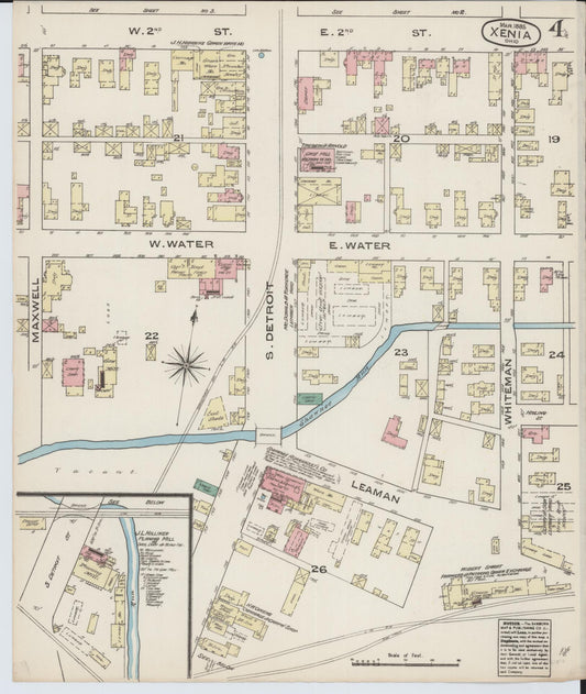 Sanborn Fire Insurance Map from Xenia, Greene County, Ohio (1885), Sheet #0004 - Historic Sanborn Fire Insurance Map Print, vintage old map wall art, antique decor, genealogy gift, Ohio Ohio map