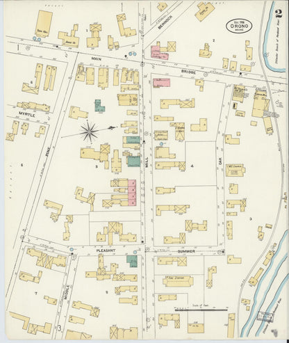 Sanborn Fire Insurance Map from Orono, Penobscot County, Maine (1906), Sheet #0002 - Complete Map Set gallery image, historic Sanborn map, vintage wall art, Maine Maine