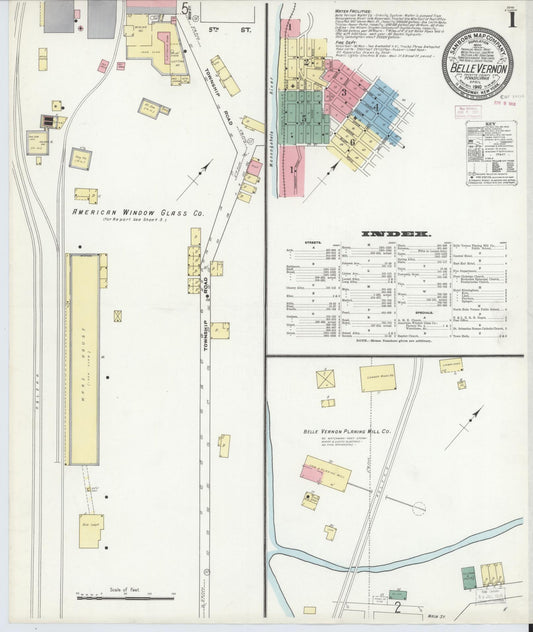 Sanborn Fire Insurance Map from Belle Vernon, Fayette County, Pennsylvania (1910), Sheet #0001 - Historic Sanborn Fire Insurance Map Print, vintage old map wall art, antique decor, genealogy gift, Pennsylvania Pennsylvania map