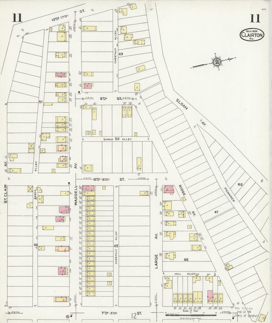 Sanborn Fire Insurance Map from Clairton, Allegheny County, Pennsylvania (1924), Sheet #0011 - Historic Sanborn Fire Insurance Map Print, vintage old map wall art, antique decor, genealogy gift, Pennsylvania Pennsylvania map