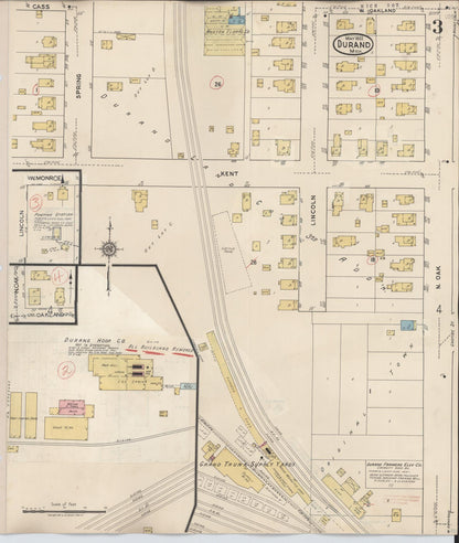 Sanborn Fire Insurance Map from Durand, Shiawassee County, Michigan (1944), Sheet #0003 - Complete Map Set gallery image, historic Sanborn map, vintage wall art, Michigan Michigan