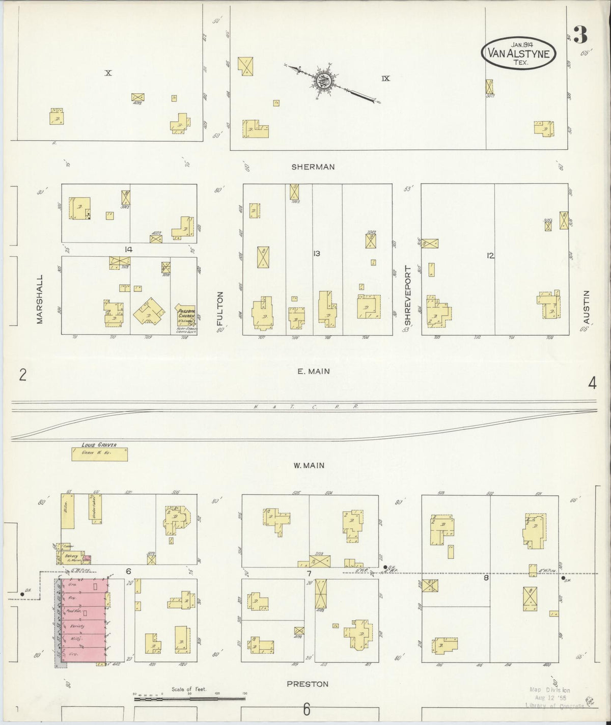 Sanborn Fire Insurance Map from Van Alstyne, Grayson County, Texas (1914), Sheet #0003 - Complete Map Set gallery image, historic Sanborn map, vintage wall art, Texas Texas