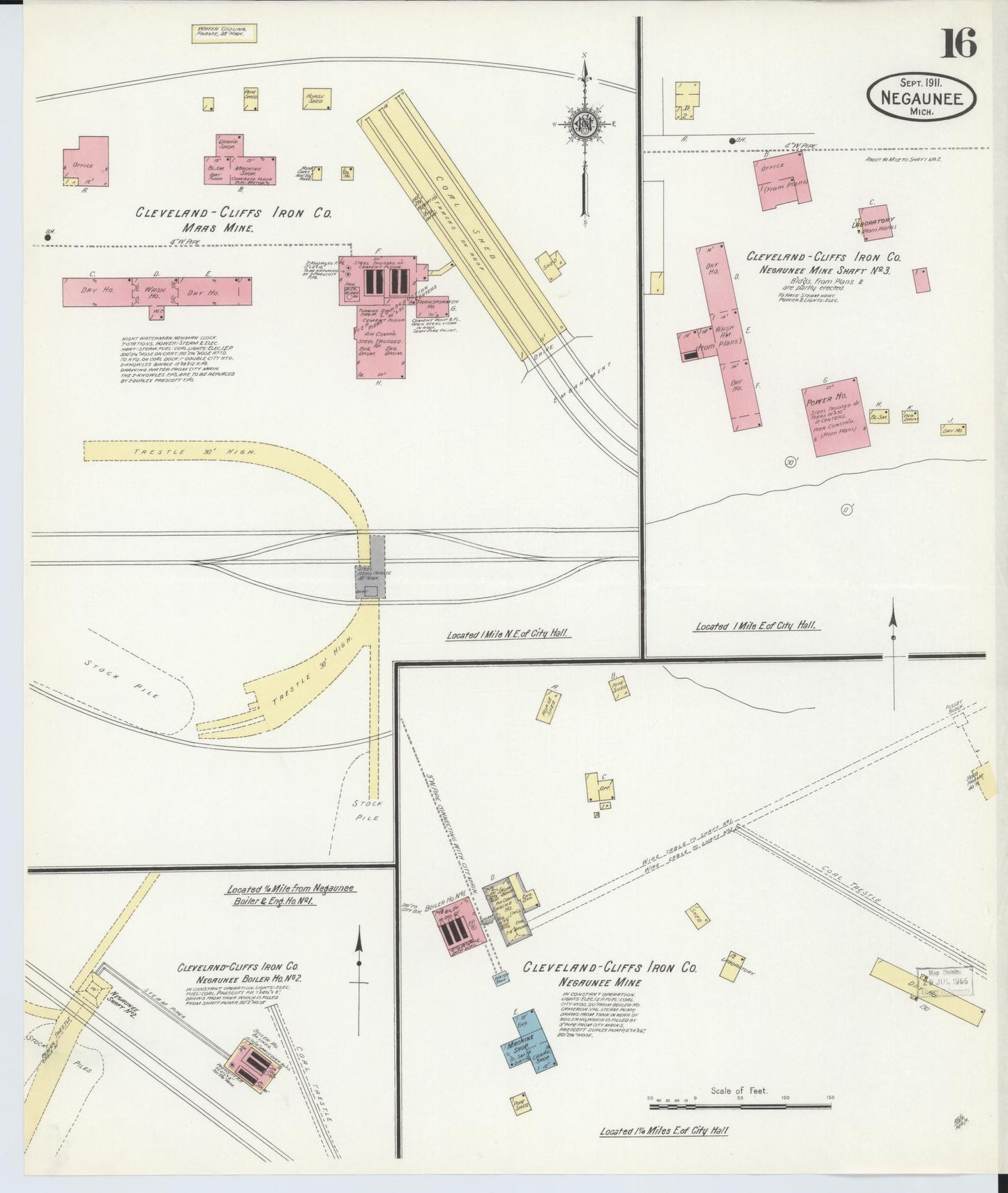 Sanborn Fire Insurance Map from Negaunee, Marquette County, Michigan (1911), Sheet #0016 - Complete Map Set gallery image, historic Sanborn map, vintage wall art, Michigan Michigan