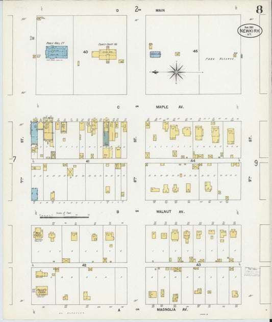 Sanborn Fire Insurance Map from Newkirk, Kay County, Oklahoma (1901), Sheet #0008 - Historic Sanborn Fire Insurance Map Print, vintage old map wall art, antique decor, genealogy gift, Oklahoma Oklahoma map
