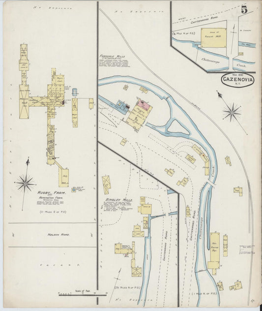 Sanborn Fire Insurance Map from Cazenovia, Madison County, New York (1890), Sheet #0005 - Historic Sanborn Fire Insurance Map Print, vintage old map wall art, antique decor, genealogy gift, New York New York map