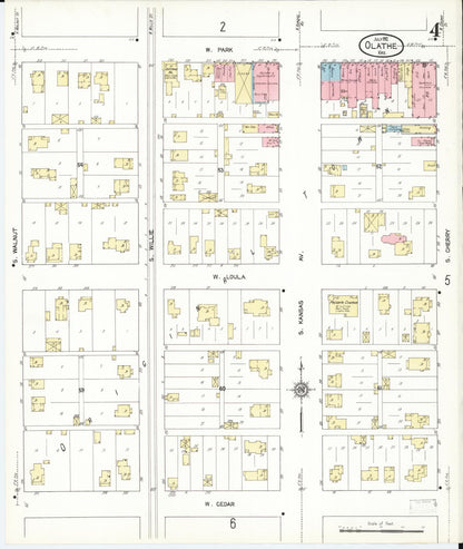 Sanborn Fire Insurance Map from Olathe, Johnson County, Kansas (1912), Sheet #0004 - Complete Map Set gallery image, historic Sanborn map, vintage wall art, Kansas Kansas