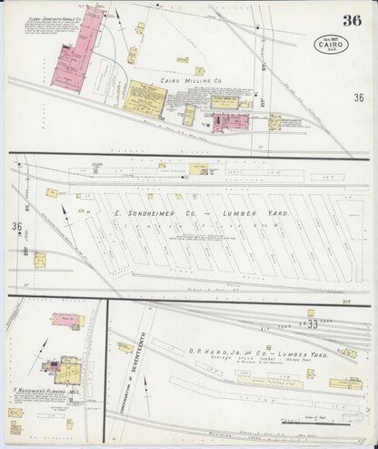 Sanborn Fire Insurance Map from Cairo, Alexander County, Illinois (1907), Sheet #0036 - Complete Map Set gallery image, historic Sanborn map, vintage wall art, Illinois Illinois