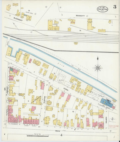 Sanborn Fire Insurance Map from Palmyra, Wayne County, New York (1906), Sheet #0003 - Historic Sanborn Fire Insurance Map Print, vintage old map wall art, antique decor, genealogy gift, New York New York map