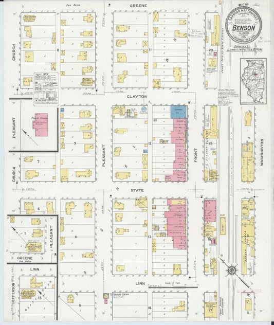 Sanborn Fire Insurance Map from Benson, Woodford County, Illinois. (1916) – Map View