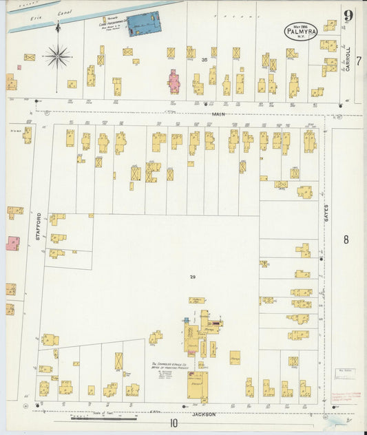 Sanborn Fire Insurance Map from Palmyra, Wayne County, New York (1906), Sheet #0009 - Historic Sanborn Fire Insurance Map Print, vintage old map wall art, antique decor, genealogy gift, New York New York map