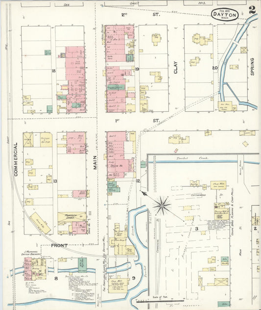 Sanborn Fire Insurance Map from Dayton, Columbia County, Washington (1891), Sheet #0002 - Historic Sanborn Fire Insurance Map Print, vintage old map wall art, antique decor, genealogy gift, Washington Washington map