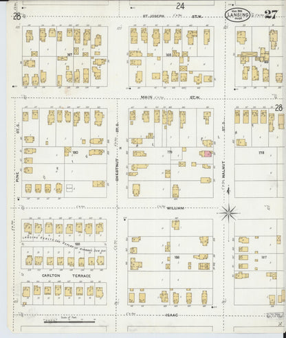 Sanborn Fire Insurance Map from Lansing, Ingham County, Michigan (1906), Sheet #0027 - Historic Sanborn Fire Insurance Map Print, vintage old map wall art, antique decor, genealogy gift, Michigan Michigan map