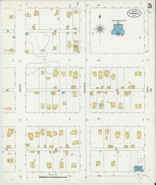 Sanborn Fire Insurance Map from Pawnee, Pawnee County, Oklahoma (1903), Sheet #0005 - Historic Sanborn Fire Insurance Map Print, vintage old map wall art, antique decor, genealogy gift, Oklahoma Oklahoma map