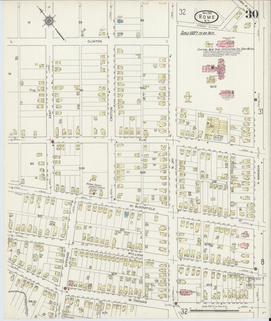 Sanborn Fire Insurance Map from Rome, Oneida County, New York (1914), Sheet #0030 - Historic Sanborn Fire Insurance Map Print, vintage old map wall art, antique decor, genealogy gift, New York New York map
