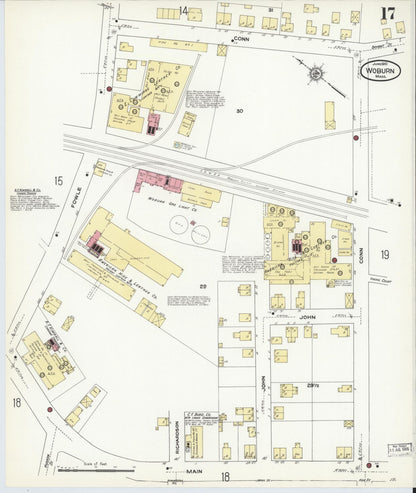 Sanborn Fire Insurance Map from Woburn, Middlesex County, Massachusetts (1910), Sheet #0017 - Complete Map Set gallery image, historic Sanborn map, vintage wall art, Massachusetts Massachusetts