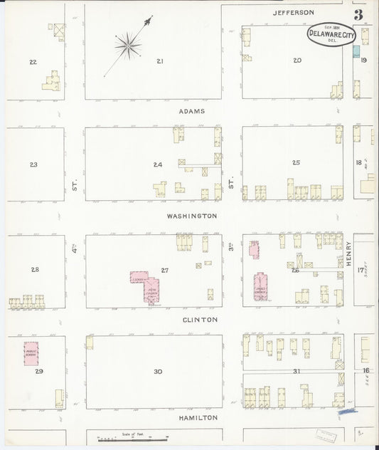 Sanborn Fire Insurance Map from Delaware City, New Castle County, Delaware (1891), Sheet #0003 - Historic Sanborn Fire Insurance Map Print, vintage old map wall art, antique decor, genealogy gift, Delaware Delaware map