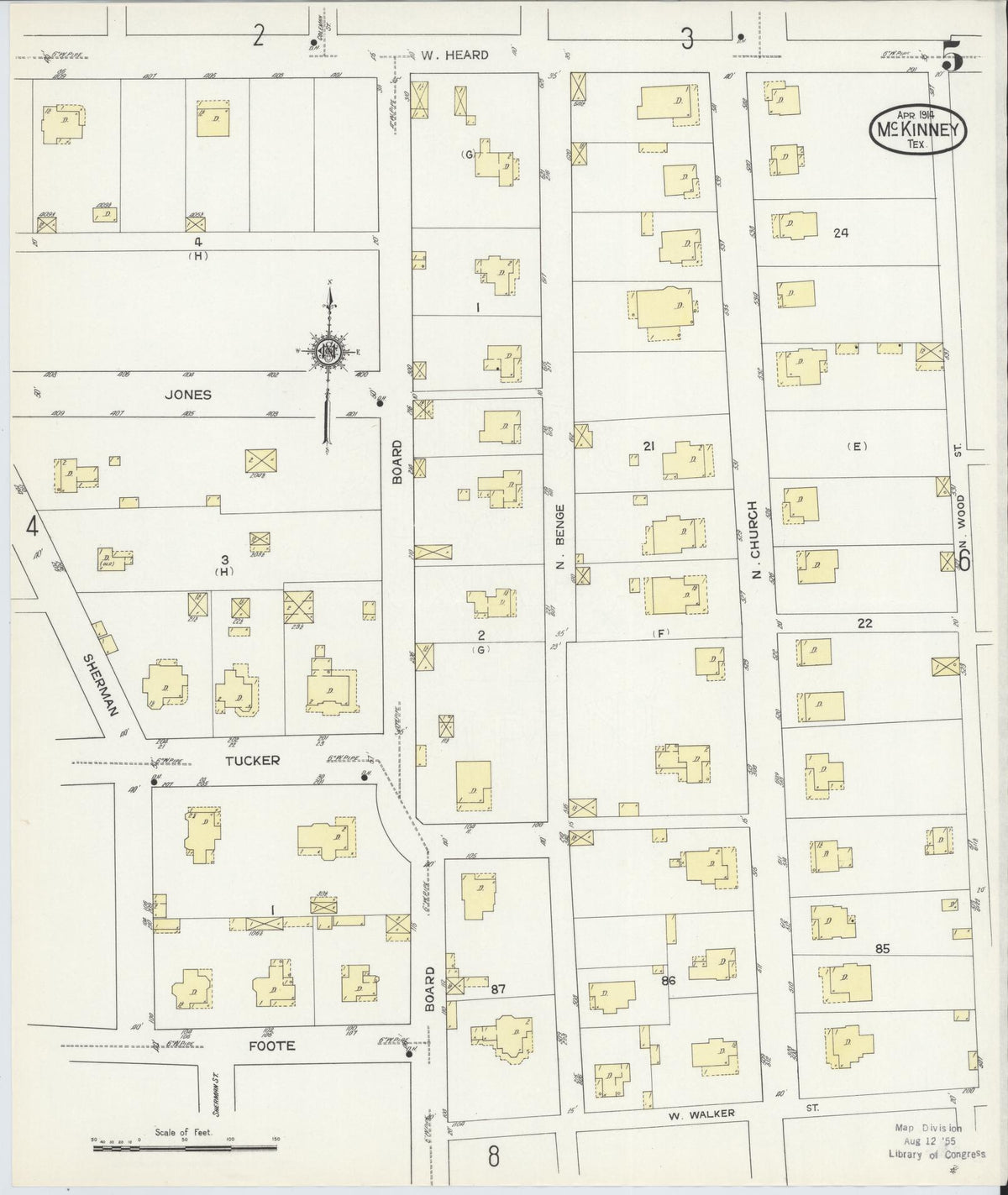 Sanborn Fire Insurance Map from McKinney, Collin County, Texas (1914), Sheet #0005 - Complete Map Set gallery image, historic Sanborn map, vintage wall art, Texas Texas