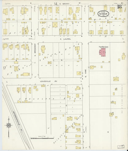 Sanborn Fire Insurance Map from Seymour, Jackson County, Indiana (1913), Sheet #0018 - Historic Sanborn Fire Insurance Map Print, vintage old map wall art, antique decor, genealogy gift, Indiana Indiana map