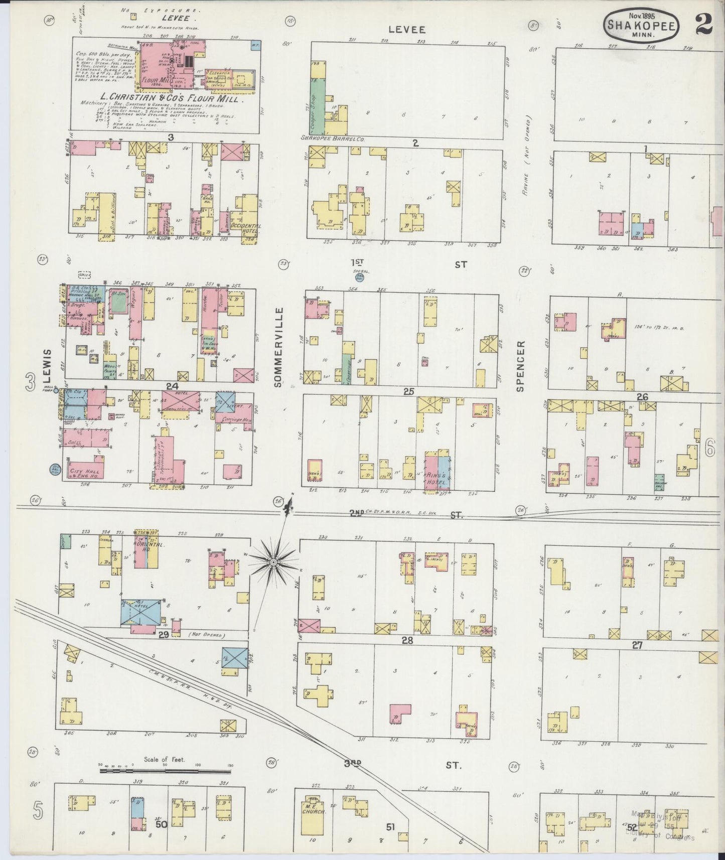 Sanborn Fire Insurance Map from Shakopee, Scott County, Minnesota (1895), Sheet #0002 - Complete Map Set gallery image, historic Sanborn map, vintage wall art, Minnesota Minnesota