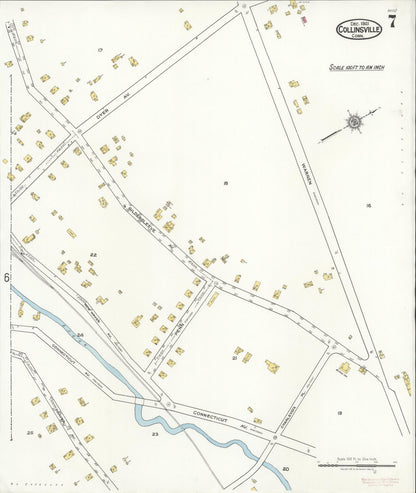 Sanborn Fire Insurance Map from Collinsville, Hartford County, Connecticut (1921), Sheet #0007 - Complete Map Set gallery image, historic Sanborn map, vintage wall art, Connecticut Connecticut