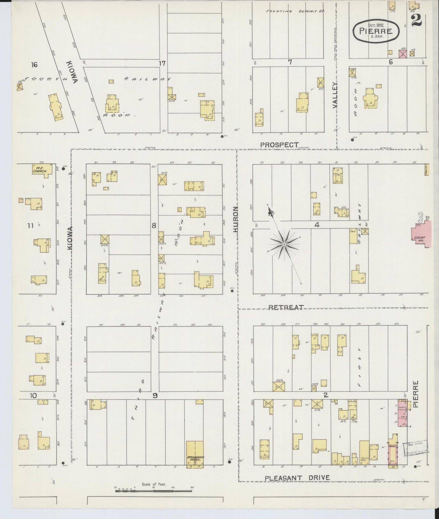 Sanborn Fire Insurance Map from Pierre, Hughes County, South Dakota (1892), Sheet #0002 - Complete Map Set gallery image, historic Sanborn map, vintage wall art, South Dakota South Dakota