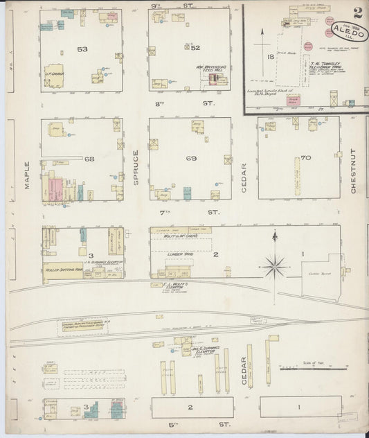 Sanborn Fire Insurance Map from Aledo, Mercer County, Illinois (1885), Sheet #0002 - Historic Sanborn Fire Insurance Map Print, vintage old map wall art, antique decor, genealogy gift, Illinois Illinois map