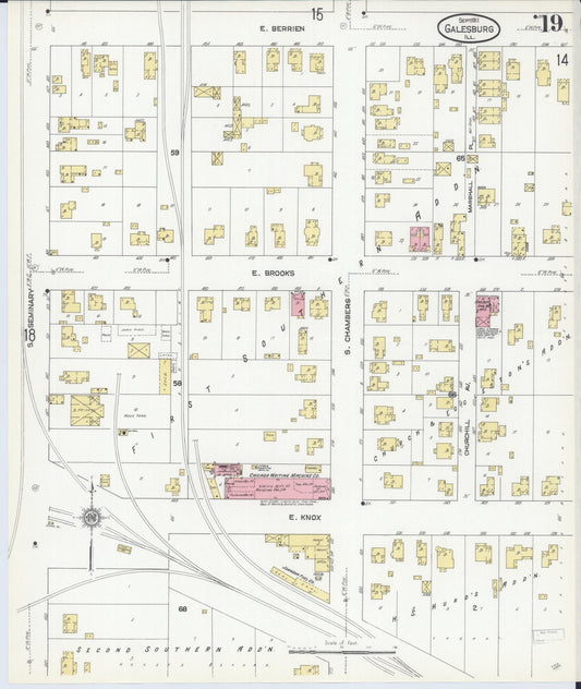 Sanborn Fire Insurance Map from Galesburg, Knox County, Illinois (1911), Sheet #0019 - Historic Sanborn Fire Insurance Map Print, vintage old map wall art, antique decor, genealogy gift, Illinois Illinois map