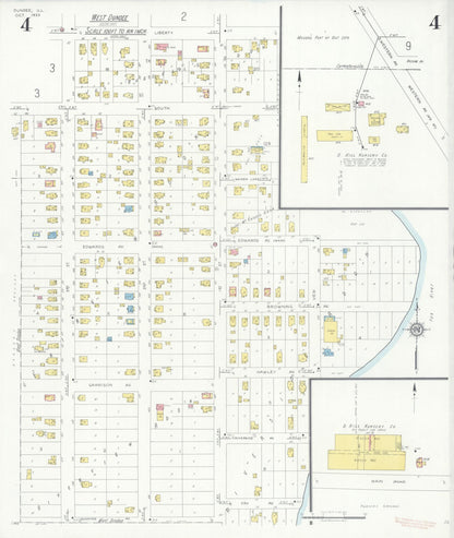 Sanborn Fire Insurance Map from Dundee, Kane County, Illinois (1933), Sheet #0004 - Historic Sanborn Fire Insurance Map Print, vintage old map wall art, antique decor, genealogy gift, Illinois Illinois map