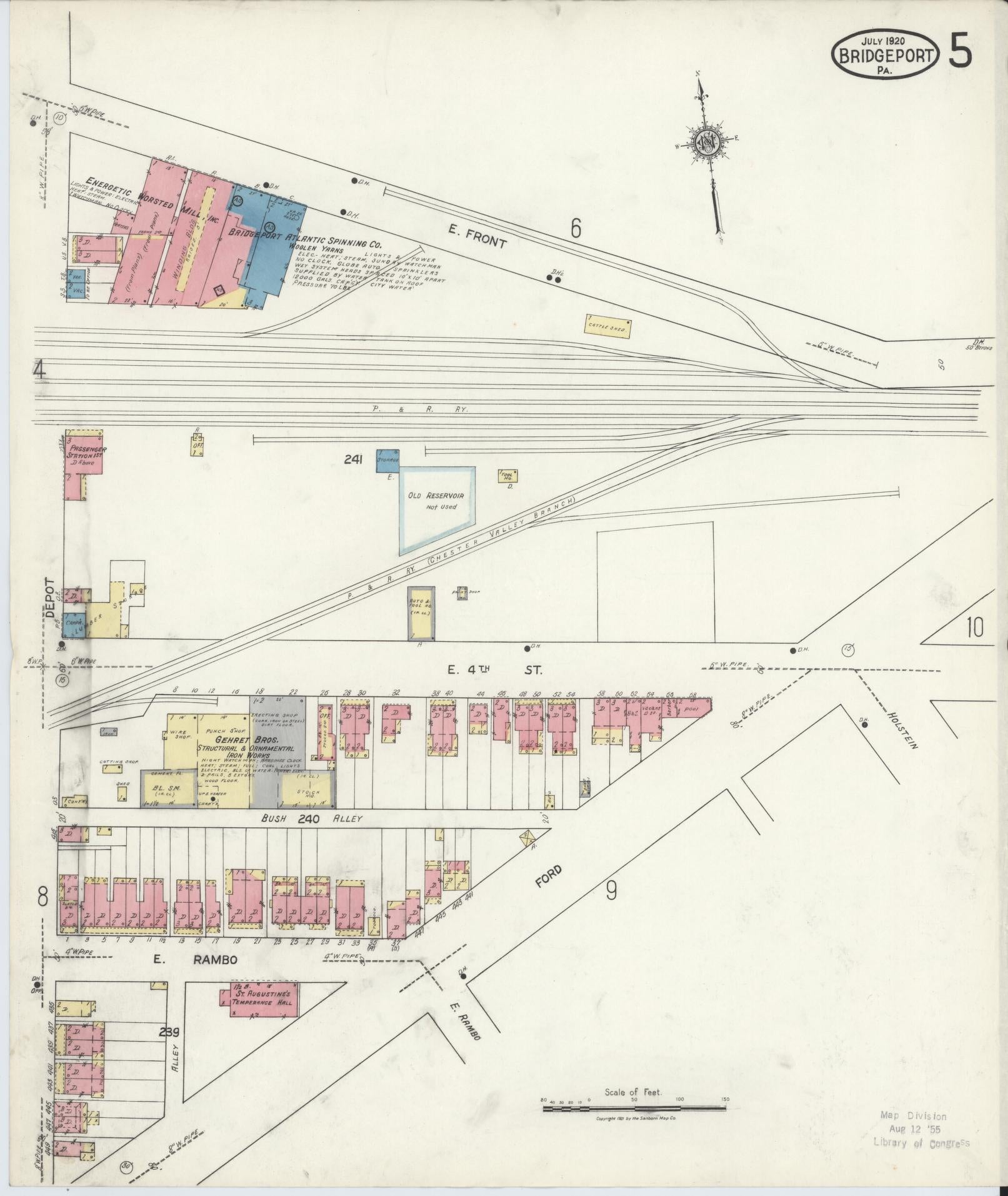 Sanborn Fire Insurance Map from Bridgeport, Montgomery County, Pennsylvania (1920), Sheet #0005 - Historic Sanborn Fire Insurance Map Print, vintage old map wall art, antique decor, genealogy gift, Pennsylvania Pennsylvania map