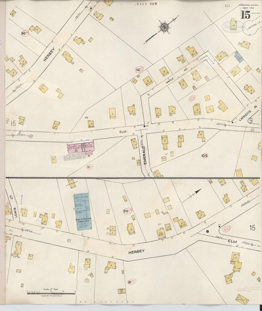 Sanborn Fire Insurance Map from Hingham, Plymouth County, Massachusetts (1948), Sheet #0015 - Historic Sanborn Fire Insurance Map Print, vintage old map wall art, antique decor, genealogy gift, Massachusetts Massachusetts map