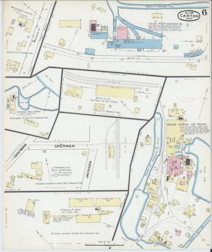 Sanborn Fire Insurance Map from Canton, Norfolk County, Massachusetts (1891), Sheet #0006 - Complete Map Set gallery image, historic Sanborn map, vintage wall art, Massachusetts Massachusetts