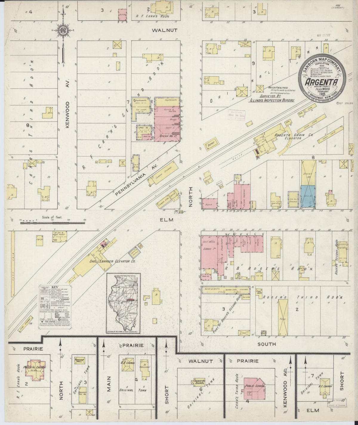 Sanborn Fire Insurance Map from Argenta, Macon County, Illinois (1915), Sheet #0001 - Historic Sanborn Fire Insurance Map Print, vintage old map wall art, antique decor, genealogy gift, Illinois Illinois map