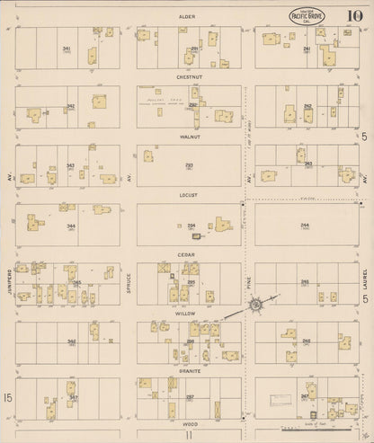Sanborn Fire Insurance Map from Pacific Grove, Monterey County, California (1914), Sheet #0010 - Complete Map Set gallery image, historic Sanborn map, vintage wall art, California California