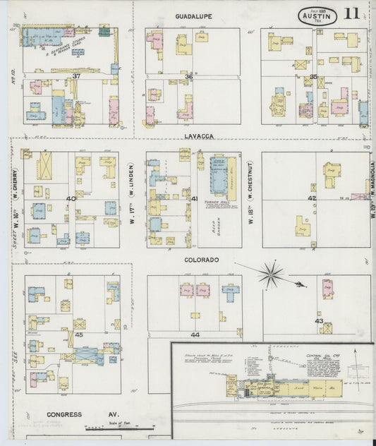 Sanborn Fire Insurance Map from Austin, Travis County, Texas (1889), Sheet #0011 - Historic Sanborn Fire Insurance Map Print, vintage old map wall art, antique decor, genealogy gift, Texas Texas map