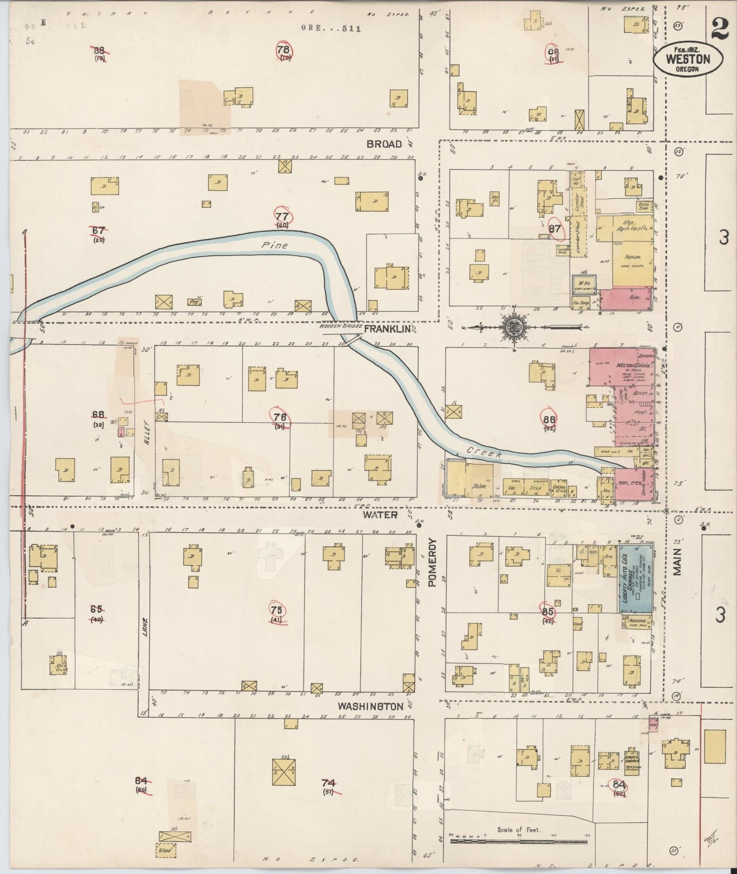 Sanborn Fire Insurance Map from Weston, Umatilla County, Oregon (1932), Sheet #0002 - Complete Map Set gallery image, historic Sanborn map, vintage wall art, Oregon Oregon