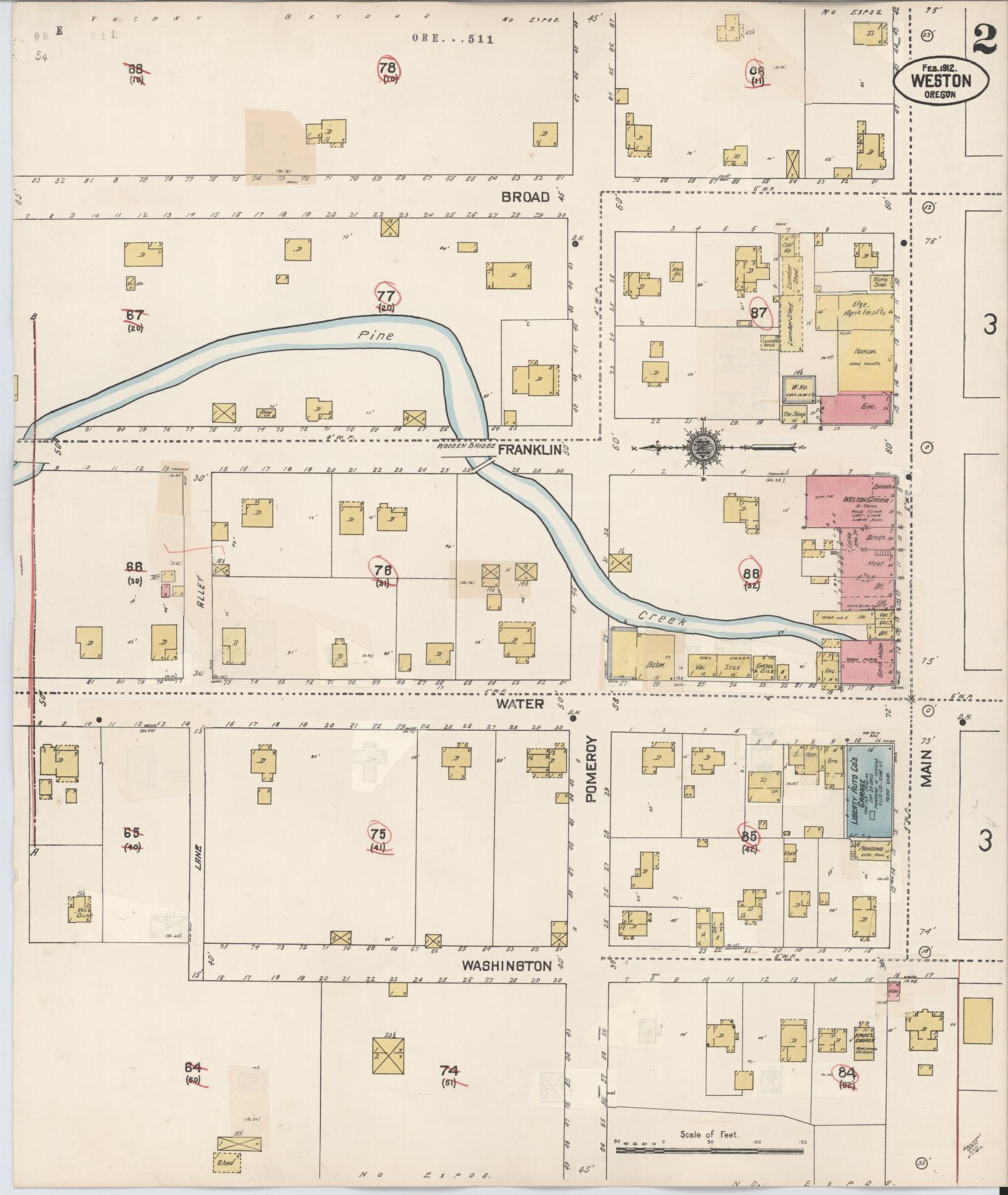 Sanborn Fire Insurance Map from Weston, Umatilla County, Oregon (1932), Sheet #0002 - Complete Map Set gallery image, historic Sanborn map, vintage wall art, Oregon Oregon